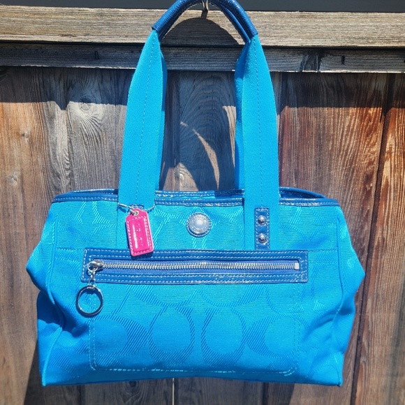 Bright Blue Coach Purse - Picture 1 of 16